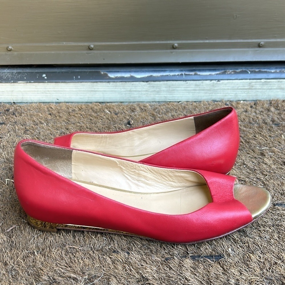 Cole Haan Astoria Open Toe Ballet Flats Size 7 in Cherry Tomato Red - Picture 6 of 10